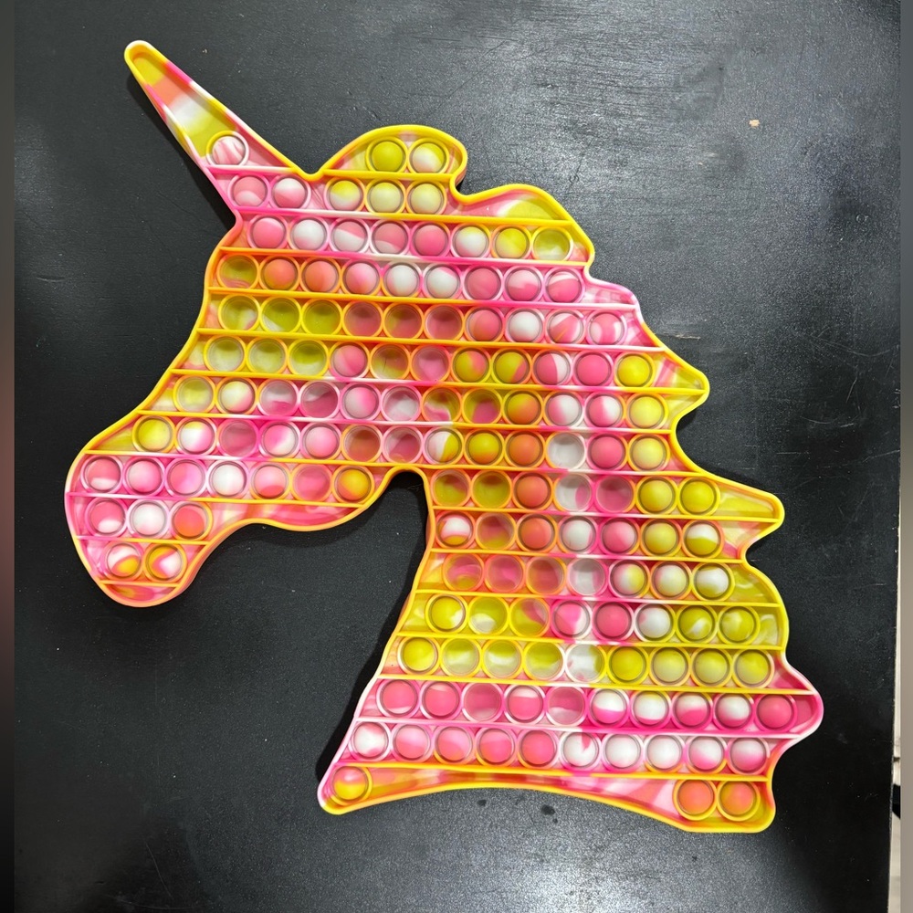 Unicorn Head Large Pop It Fidget Toy - Pink, Yellow, White